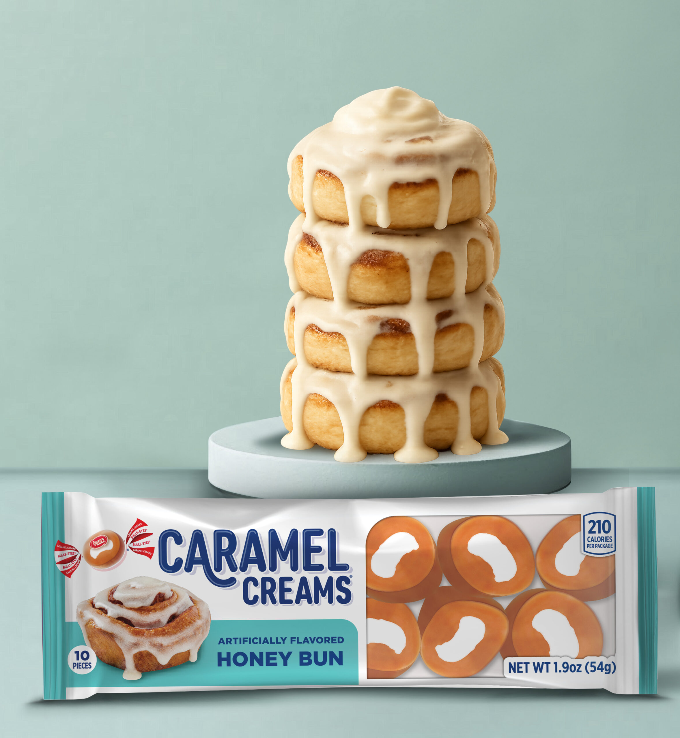 honey buns with a pack of Honey Bun Caramel Creams