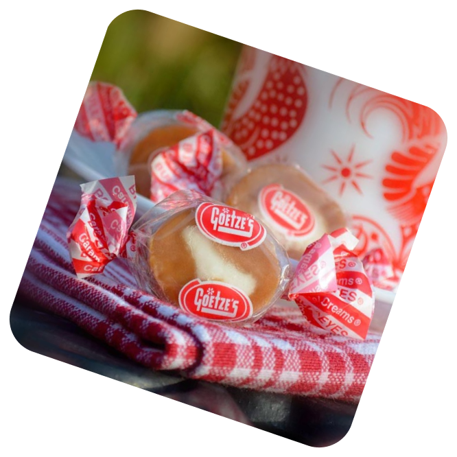 Caramel Creams on a picnic table