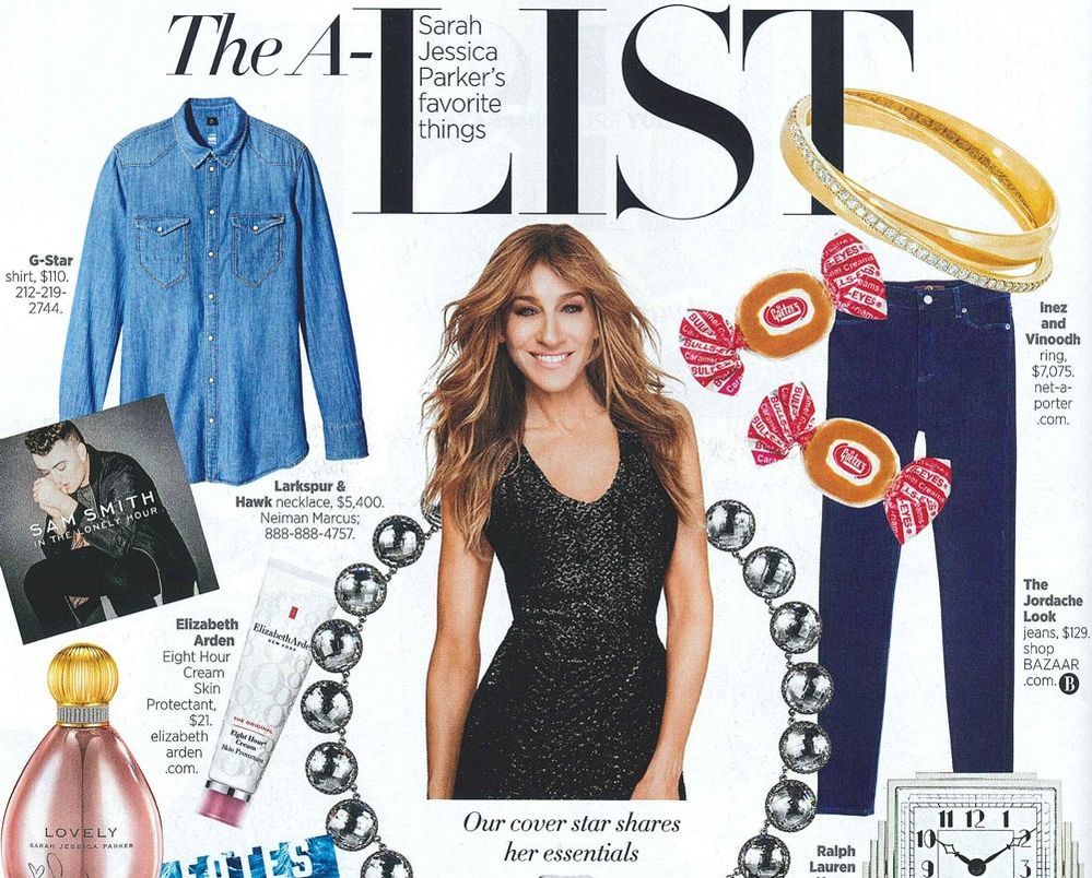 Caramel Creams featured as one of Sarah Jessica Parker’s favorite things in Harper’s Bazaar magazine, highlighted in the A-List