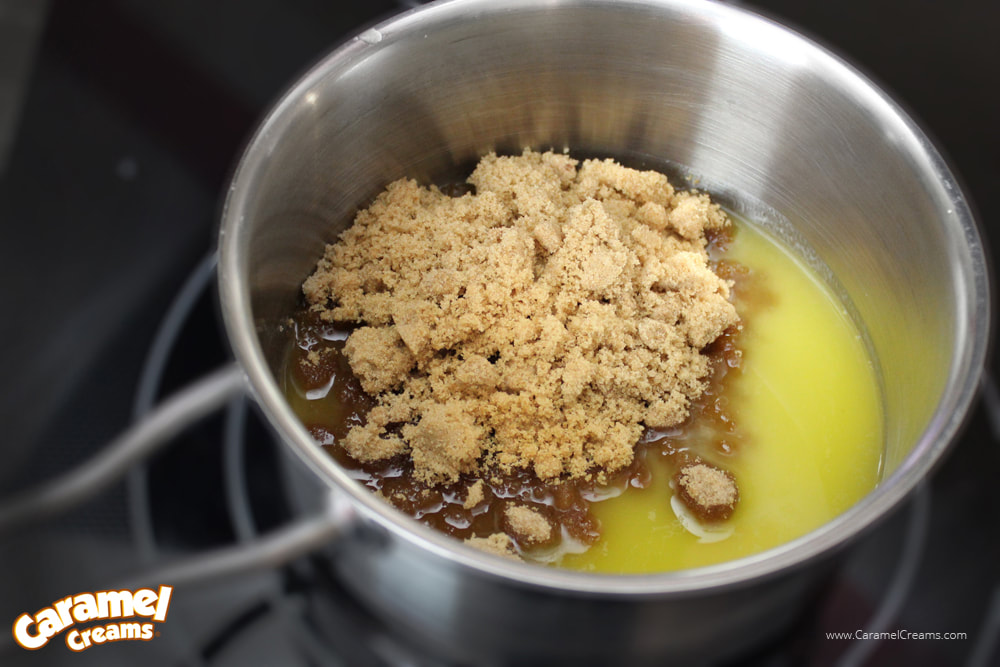 Melting sugar and butter in a pot