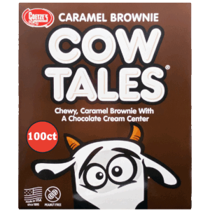 A pack of 100 ct Caramel Brownie Cow Tales