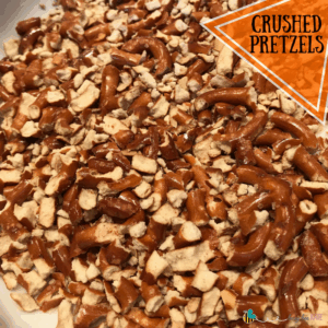 Crushed pretzels and popcorn