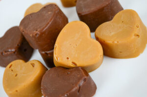 Chocolate and caramel hearts