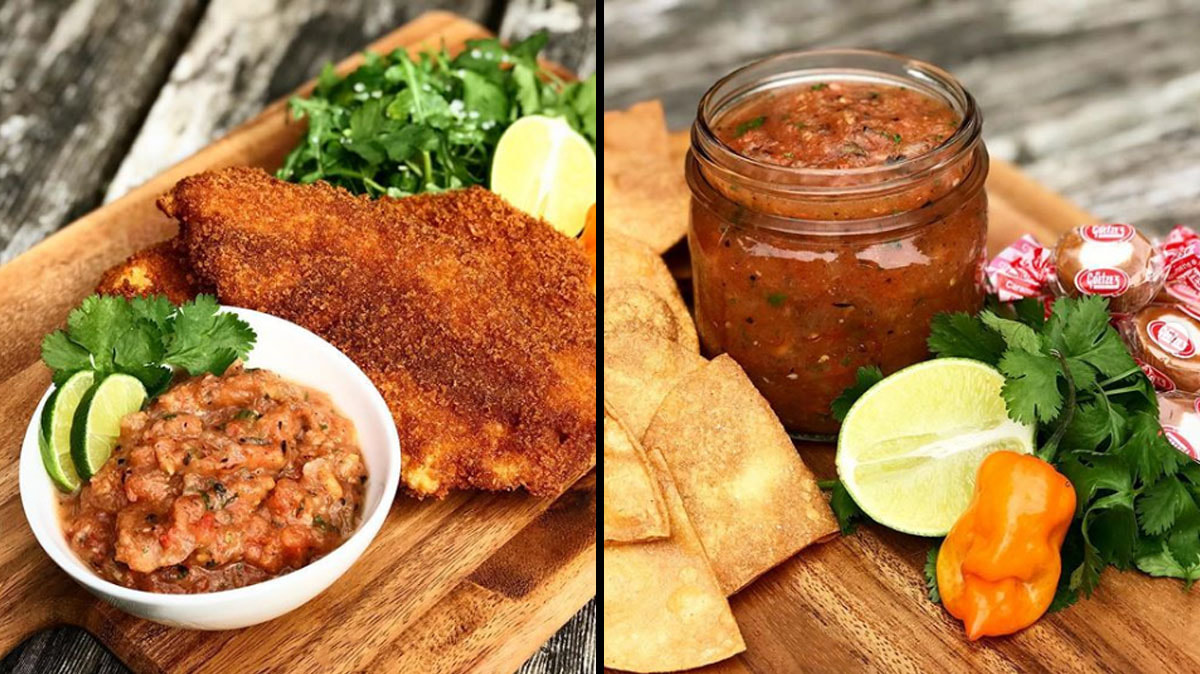Panko Crusted Rockfish with Caramel Creams Salsa
