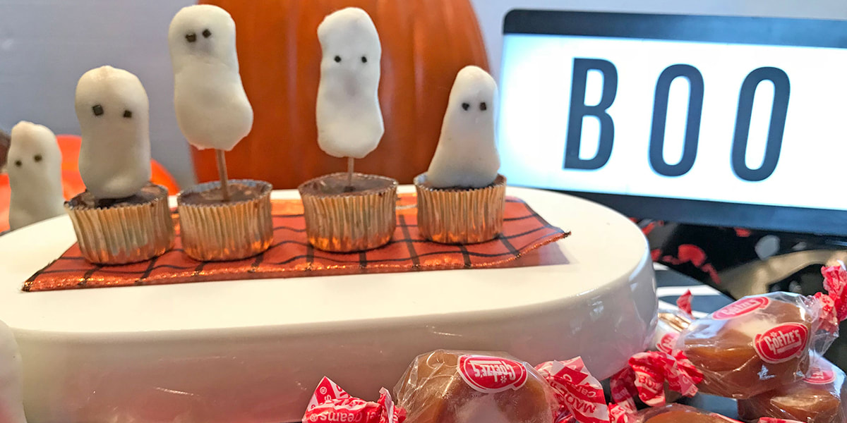 Caramel Creams Pretzel Chocolates with Creamy Ghosts