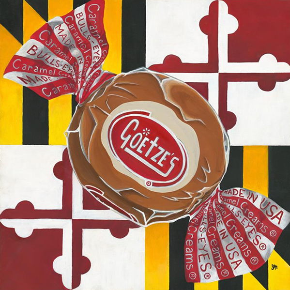 painting of Maryland flag with Caramel Cream