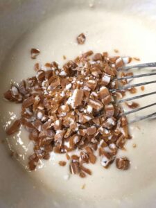 Crumbled cow tales in batter